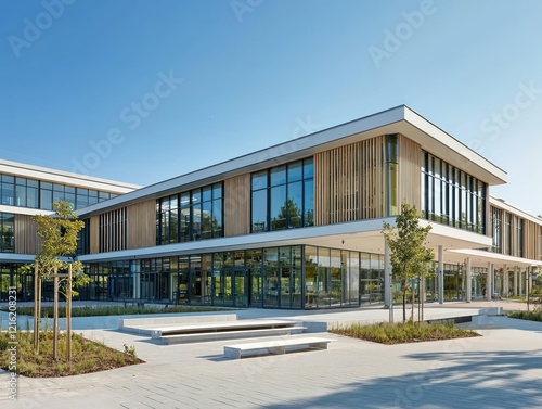 Architectural school building featuring modern sustainable facilities