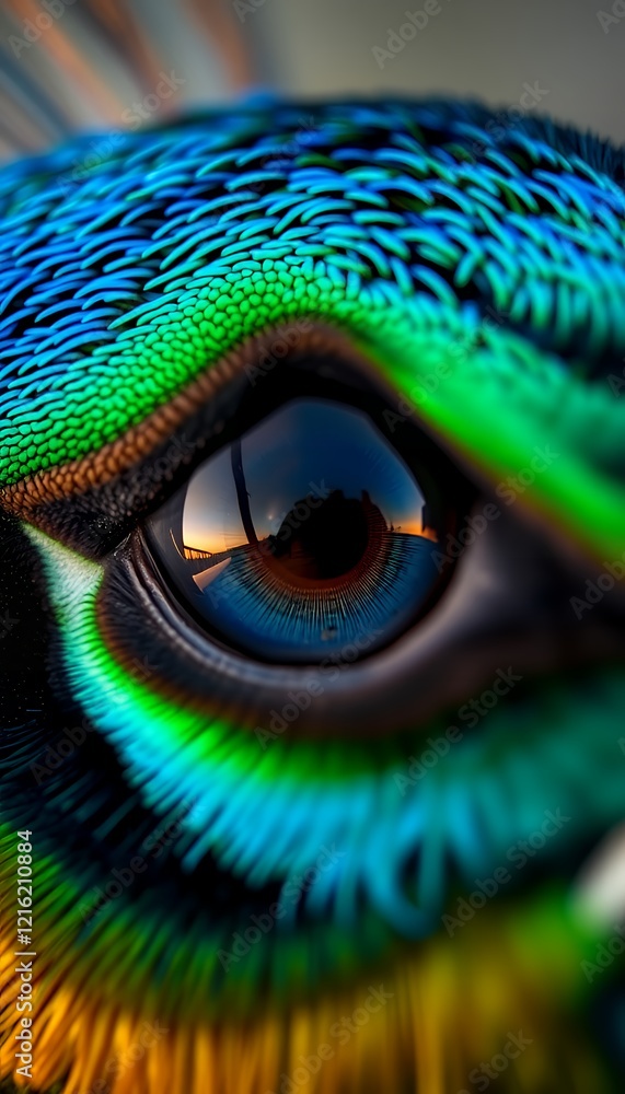 Obraz premium Mesmerizing Close-Up of a Peacock’s Eye