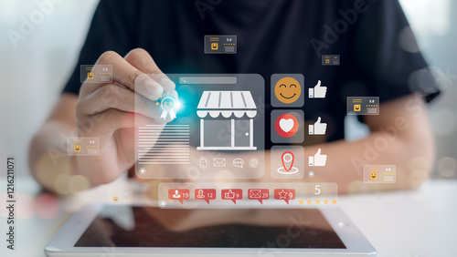 Local SEO, and consumer experience in online business reviews. local business reviews and customer feedback system, showcasing star ratings for small businesses. Digital marketing.