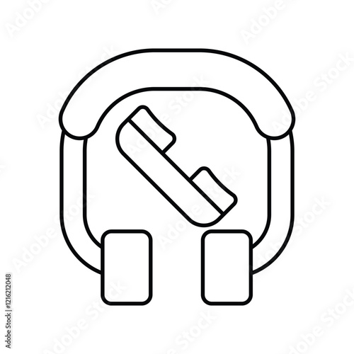 Call Center line icon with white background vector stock illustration