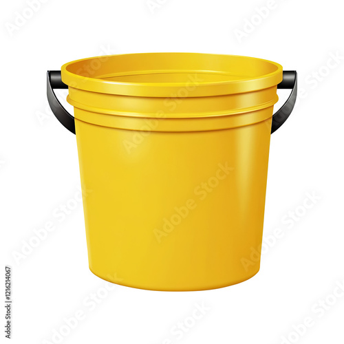 A yellow plastic bucket on transparent background PNG Generative AI