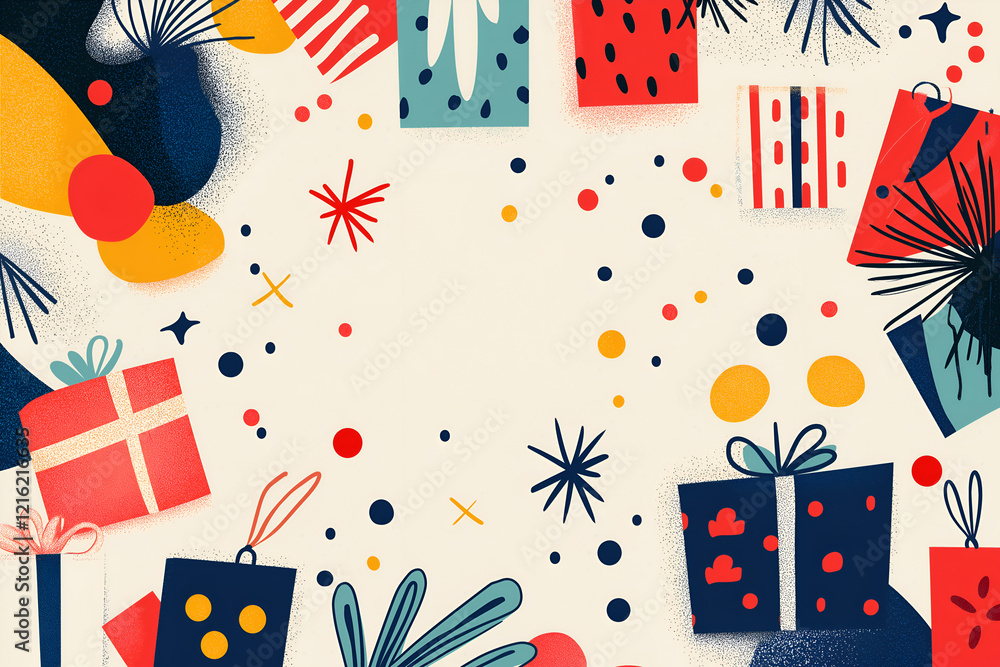 Obraz premium Christmas greeting gifts and decor template design.