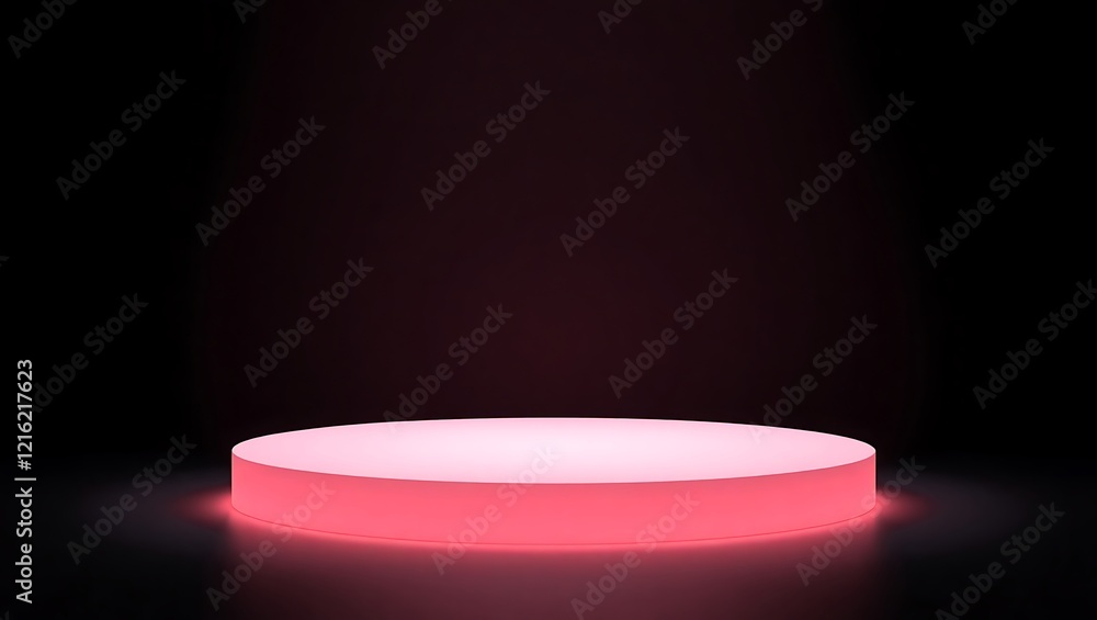 pink round empty podium on dark background pink round empty podium on dark background