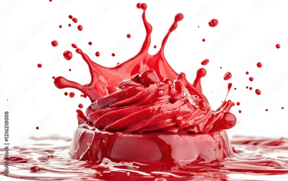 red cake topping splash isolated on white background red cake topping splash isolated on white background