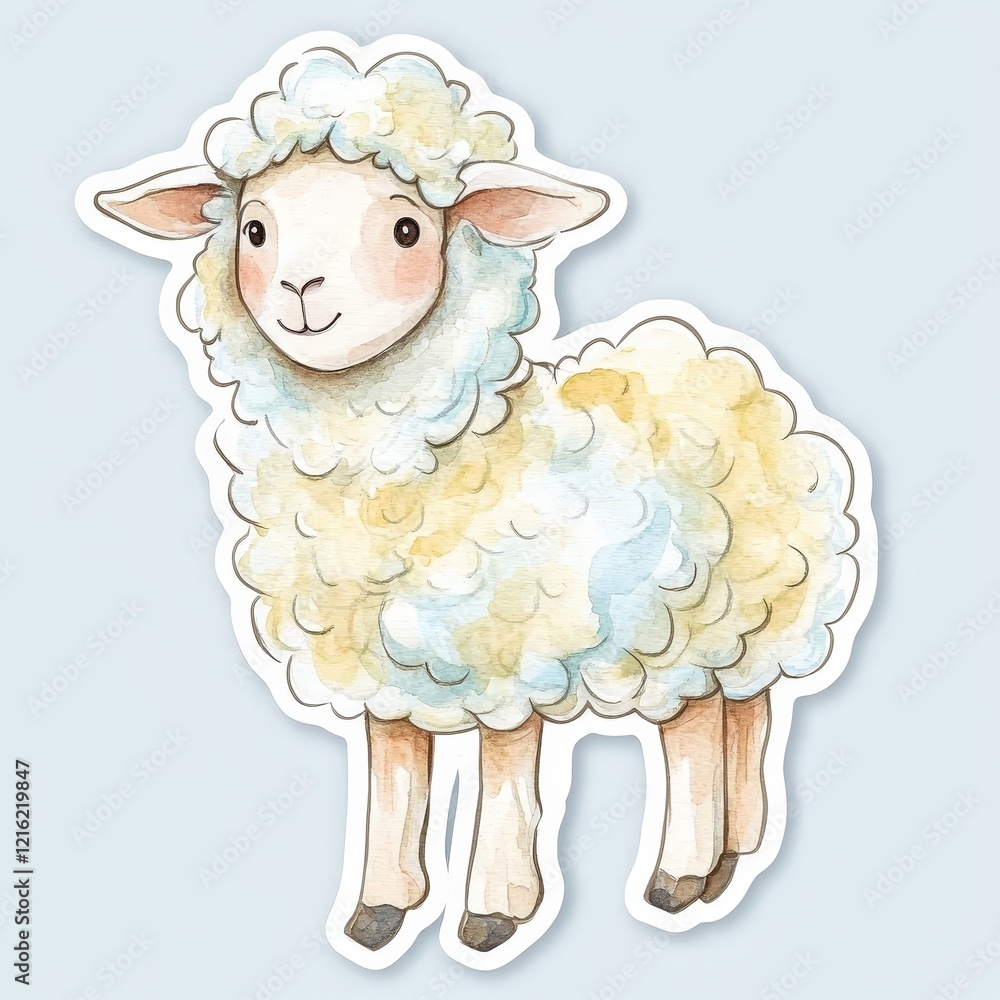 Adorable Cute Sheep Illustration with Soft White and Yellow Fur Adorable Cute Sheep Illustration with Soft White and Yellow Fur