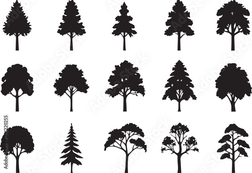  tree silhouettes in bold black outlines