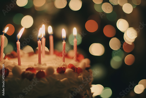 Birthday cake with candle, close up. photo