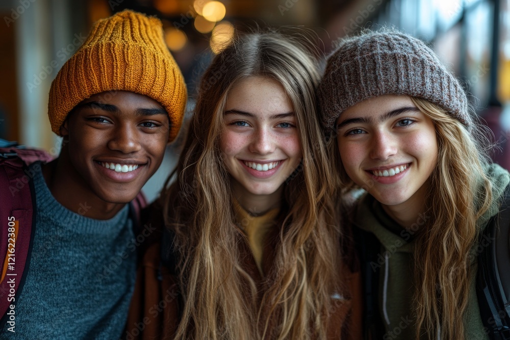 Happy student friends. Generative AI Happy student friends. Generative AI