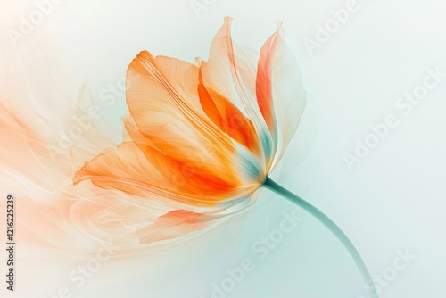 Wallpaper Mural A digital art piece of an abstract tulip flower, rendered in soft orange and light blue gradient colors  Torontodigital.ca