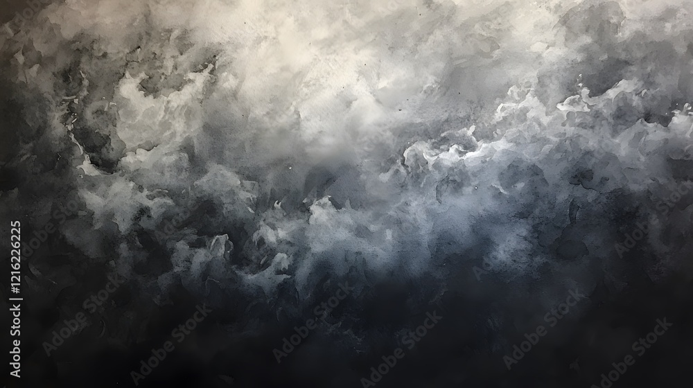 Fototapeta premium Abstract grayscale watercolor painting of cloudscape