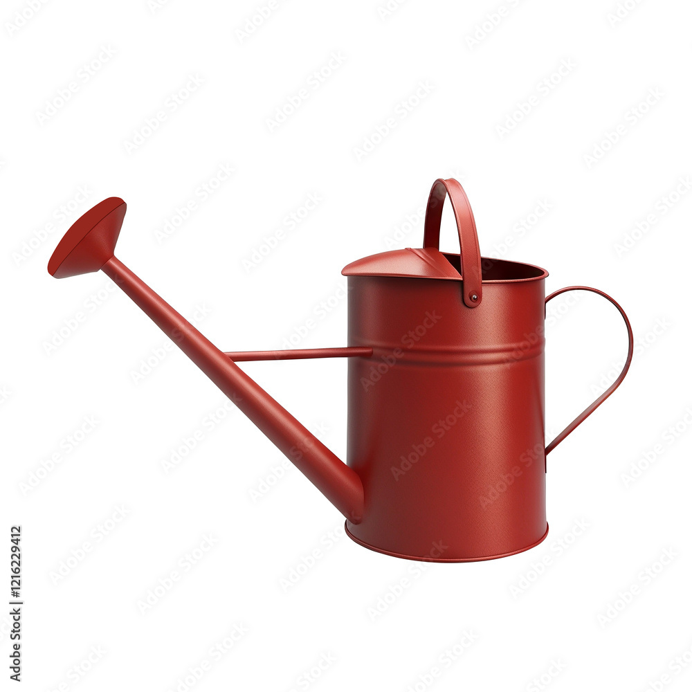 Red watering can on transparent background PNG Generative AI Red watering can on transparent background PNG Generative AI