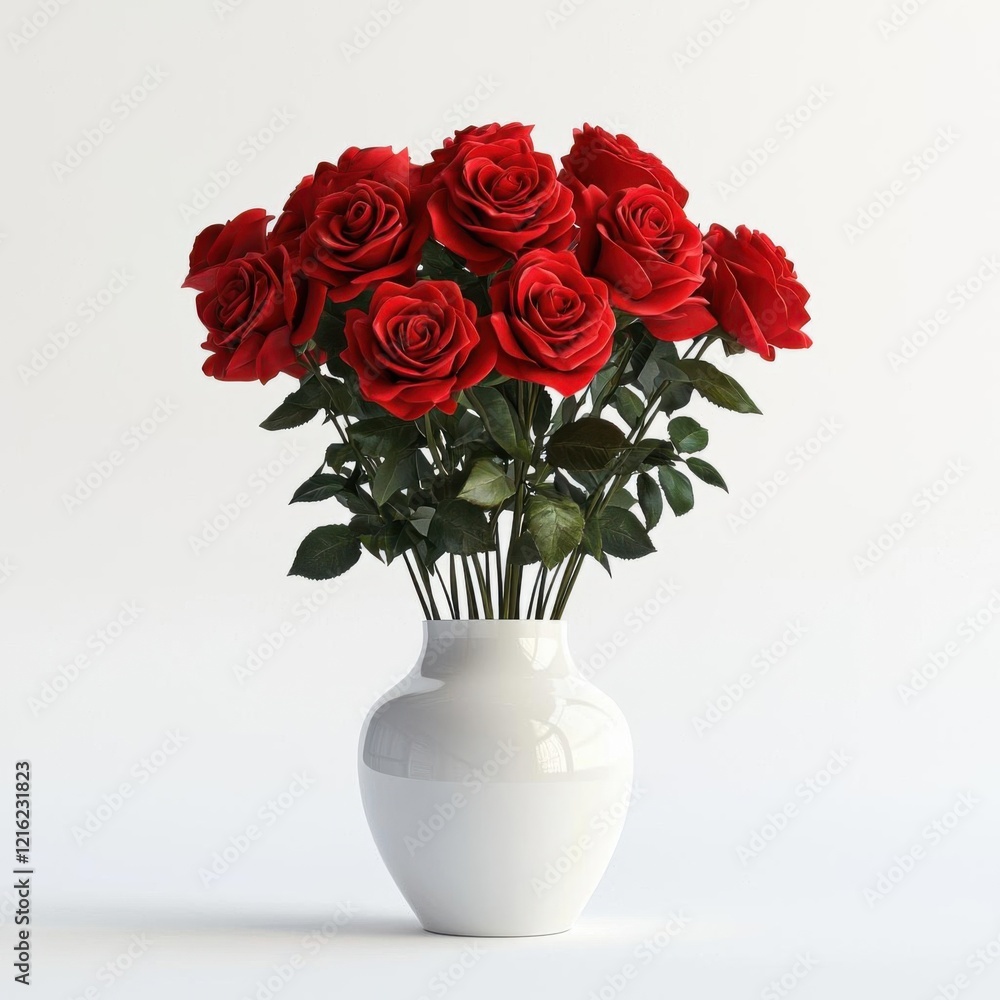 Fototapeta premium White Vase with Roses 3D Model