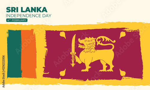 Sri Lanka Independence Day February 4th. Sri Lanka national brush flag banner. Vector illustration