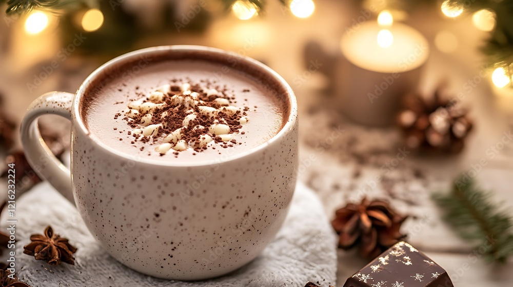 cup of hot chocolate with shallow depth of field and blurred surroundings cup of hot chocolate with shallow depth of field and blurred surroundings