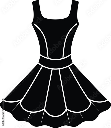 Skater dress silhouette vector illustration