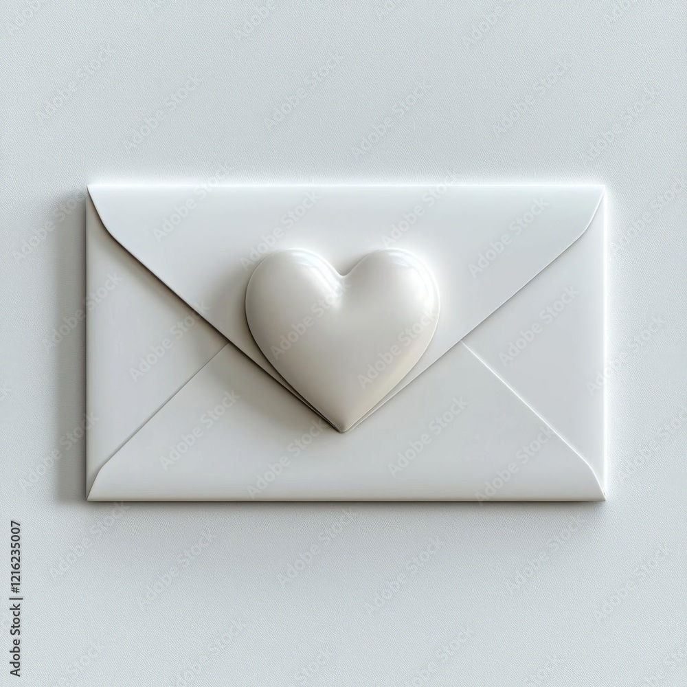 3D Render of a Minimal Valentine’s Card and White Envelope with Heart Embossing 3D Render of a Minimal Valentine’s Card and White Envelope with Heart Embossing