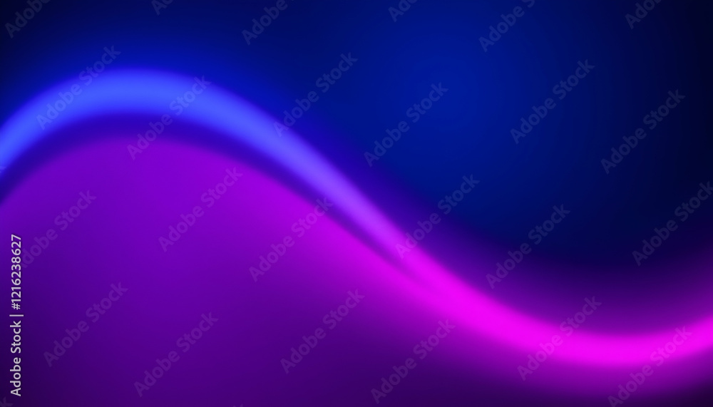 Naklejka premium vibrant neon waves, abstract digital art, electric purple and blue gradient, smooth curved lines, glowing energy flow, futuristic background, dynamic composition, luminous colors, sleek design, minima