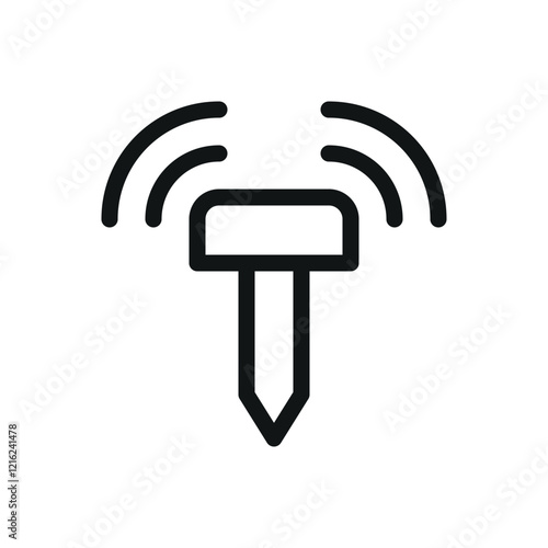 Solar power mole repeller line icon, garden ultrasonic repellent vector symbol with editable stroke