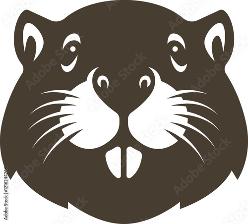 Cute beaver head icon on white background vector illustration
