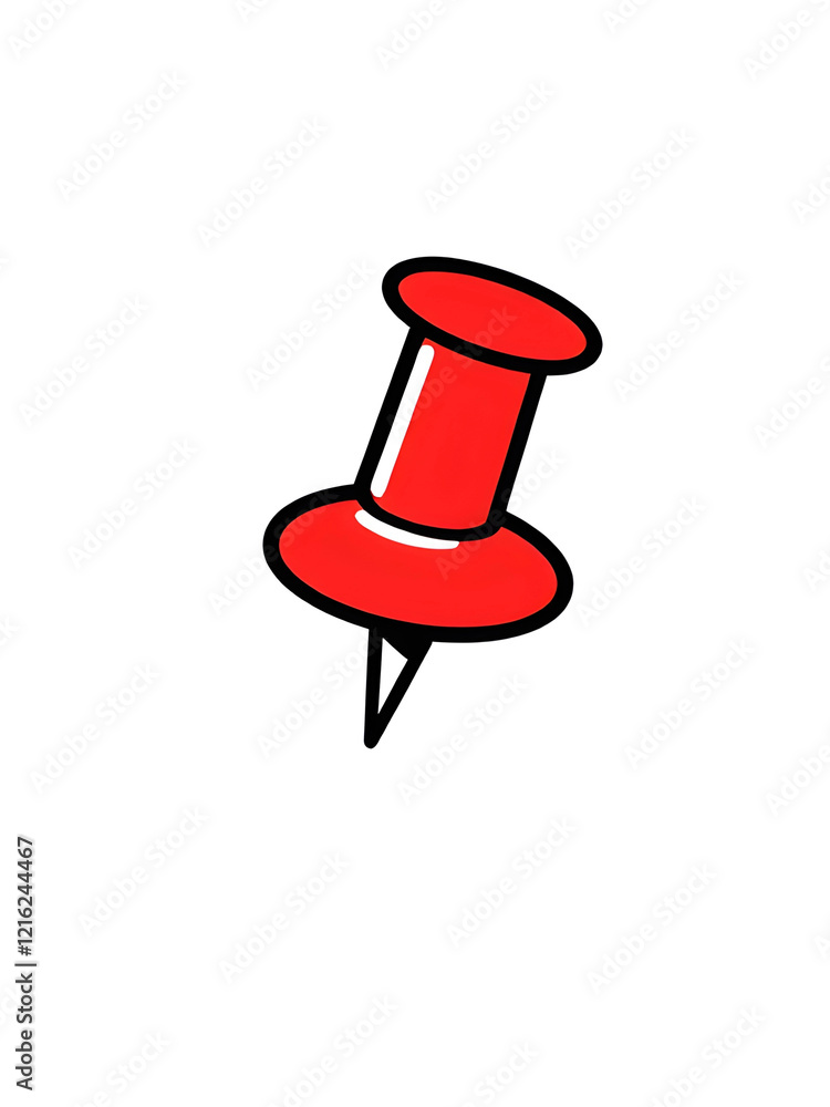 red push pin thumbtack illustration icon isolated on white red push pin thumbtack illustration icon isolated on white