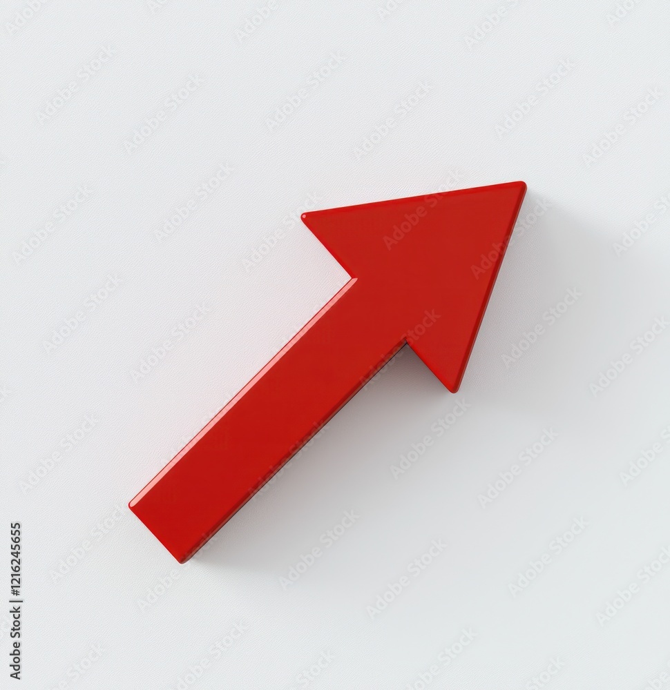 Basic red arrow in 3D pointing to the right, set on white. Basic red arrow in 3D pointing to the right, set on white.