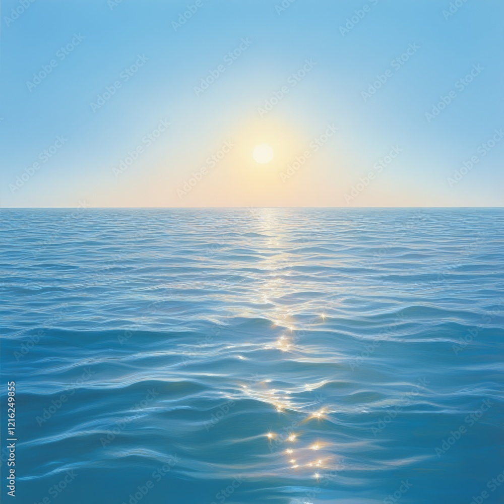 Obraz premium Serene Sunset over Calm Ocean.