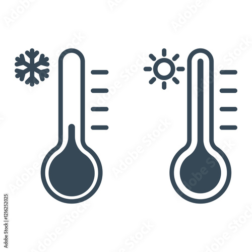 Thermometer icons set. Cold and Hot temperature icons vector. Stock vector illustration stock illustration