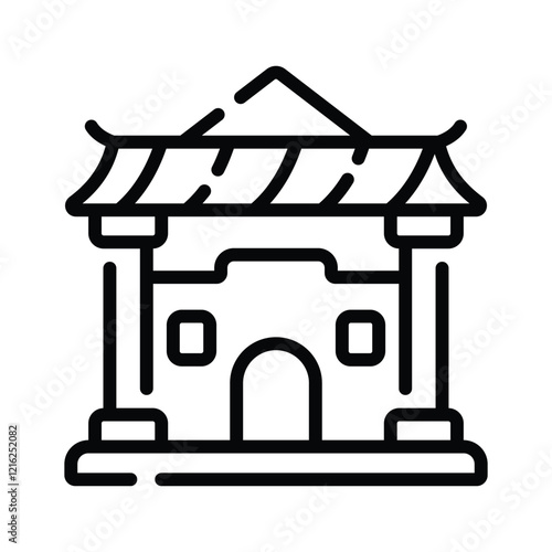Chinese religious building vector design, chinese temple icon