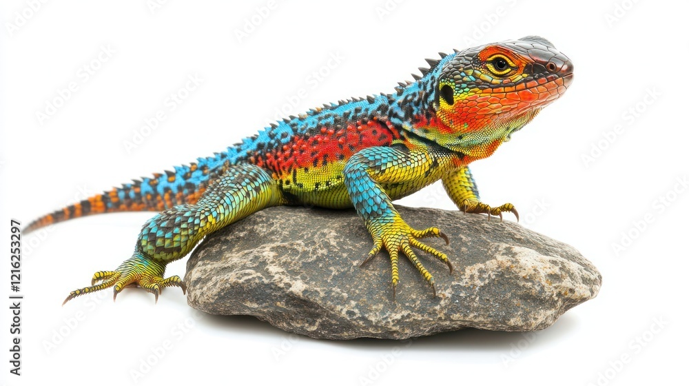 Naklejka premium Colorful Lizard on Rock