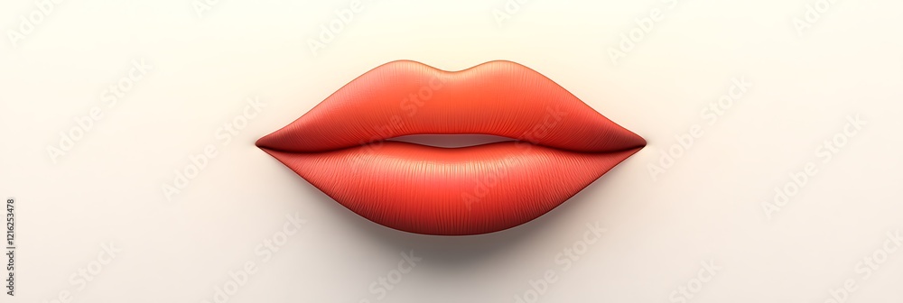 A smooth red lips emoji glowing softly on a white backdrop A smooth red lips emoji glowing softly on a white backdrop