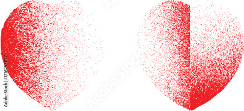 Glitch distorted heart shape . Minimal art design . Noise destroyed heart logo . Trendy defect error shapes . Glitched heart .Broken effect . Grunge texture . Distress effect .vector
