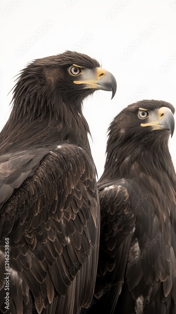 Obraz premium Majestic Eagles with Striking Feathers Against Soft Background