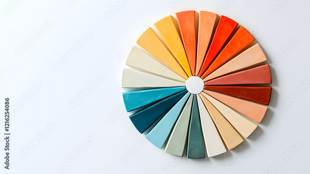 Fototapeta premium Dynamic clay radial bar chart visualization creative studio digital art bright and colorful environment top-down view informative design concept