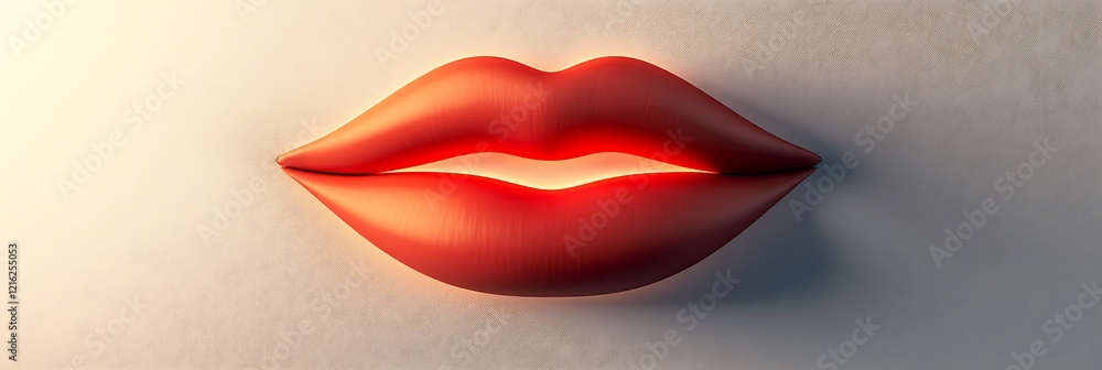 A smooth red lips emoji glowing softly on a white backdrop A smooth red lips emoji glowing softly on a white backdrop