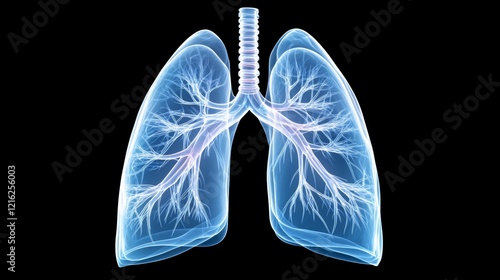 Human Lungs Anatomy - Detailed 3D Medical Illustration. photo