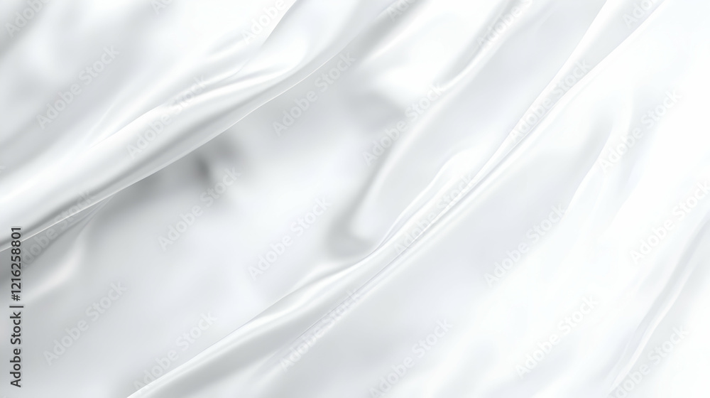 Fototapeta premium White Satin Fabric Flows Smoothly and Elegantly, Creating a Luxurious Background