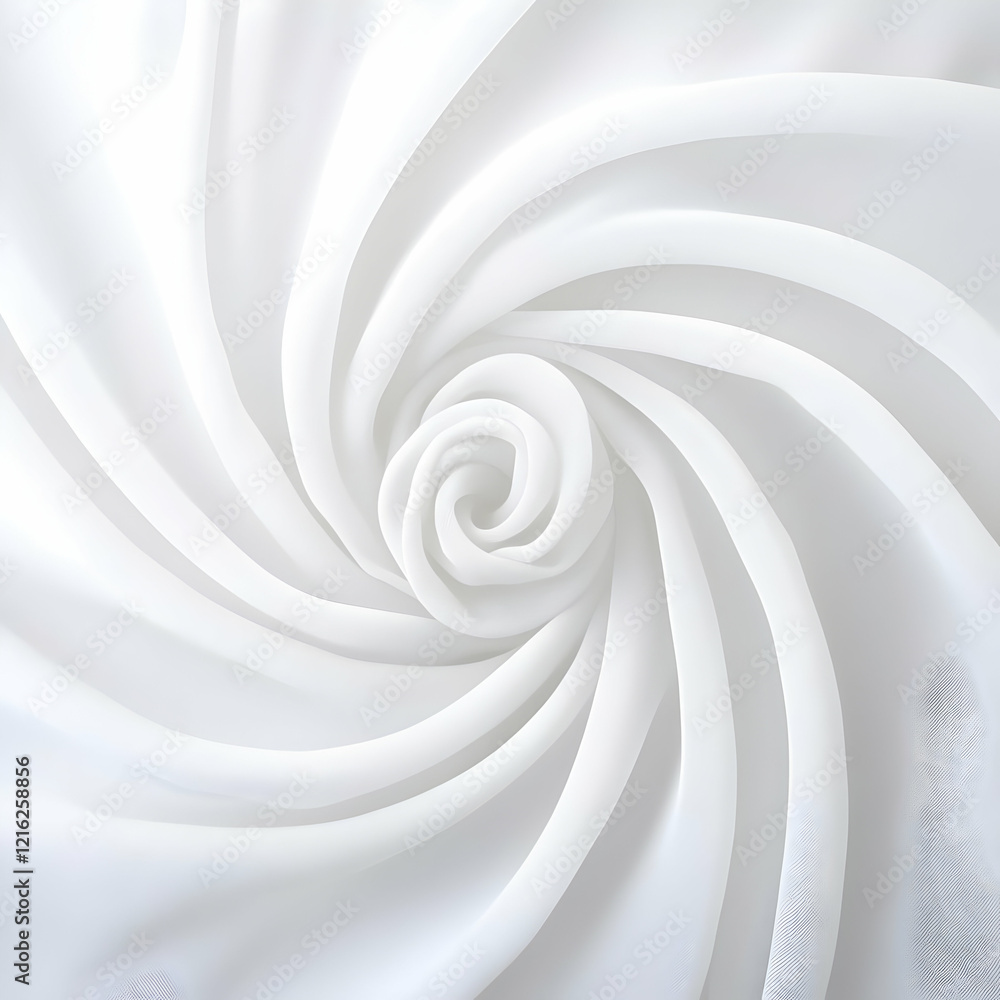 Swirling White Fabric Creates an Elegant Spiral Design in Soft Light, Perfect Background for Textured Presentations. Swirling White Fabric Creates an Elegant Spiral Design in Soft Light, Perfect Background for Textured Presentations.