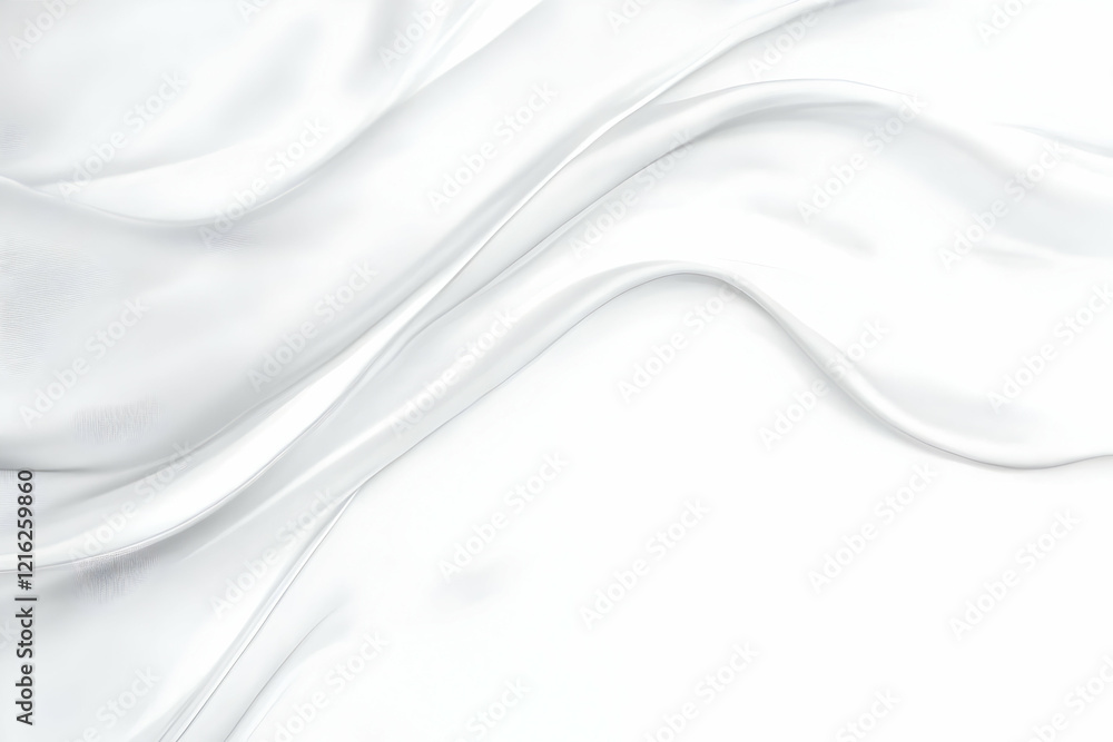 White Silk Fabric Flows Gracefully with Soft Folds and Elegant Curves Background White Silk Fabric Flows Gracefully with Soft Folds and Elegant Curves Background