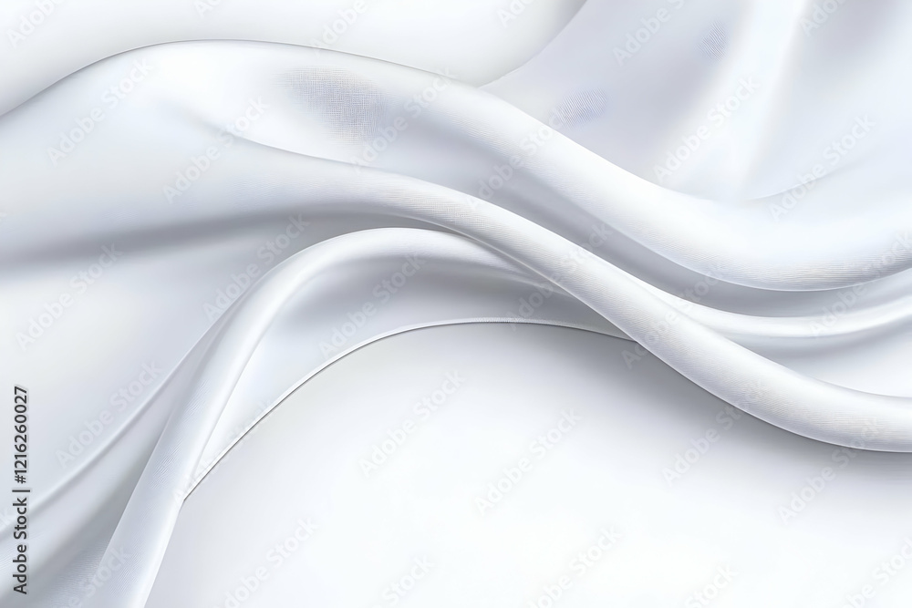Obraz premium White Satin Fabric Flowing Gracefully Creates Elegant Curves and Folds, Perfect Background for Luxury Designs.