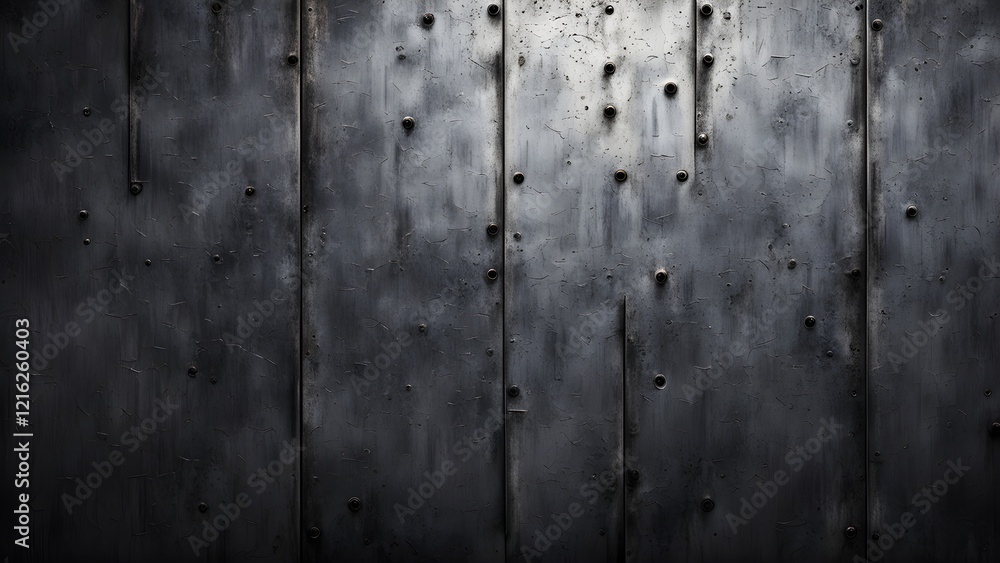 Obraz premium Dark gray distressed metal texture background with rivets.