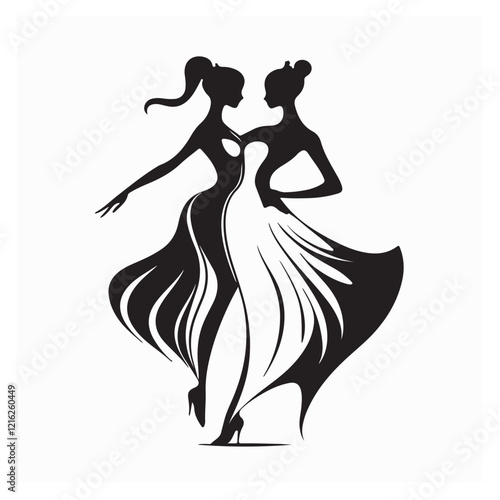 Elegant dance studio logo design template vector isolated on white background.