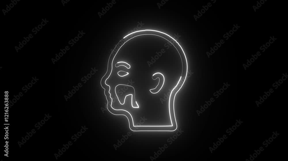 Glowing Neon Teeth Icon Isolated on Black Background. HD Video Graphic Animation Glowing Neon Teeth Icon Isolated on Black Background. HD Video Graphic Animation