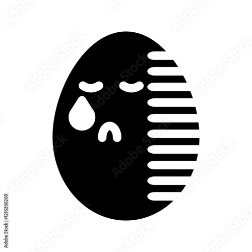 Sad Easter egg with a melancholic expression.