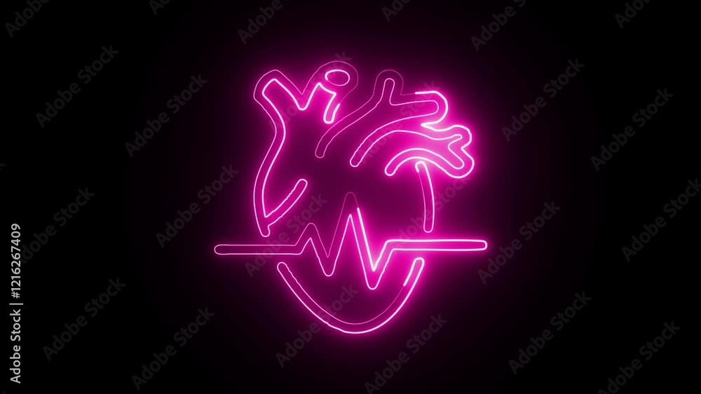 Glowing Neon Heart Icon Isolated on Black Background. HD Video Graphic Animation Glowing Neon Heart Icon Isolated on Black Background. HD Video Graphic Animation