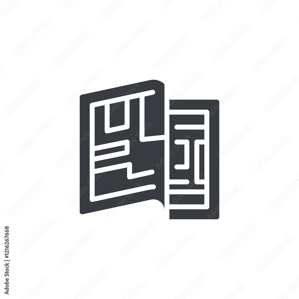 A folded map vector icon A folded map vector icon