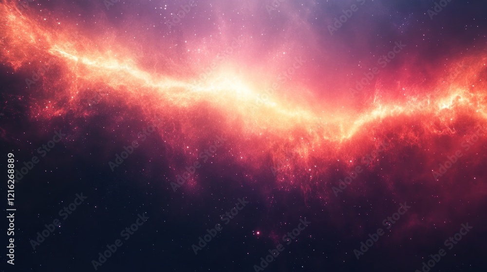 Fototapeta premium Cosmic Nebula: A Fiery River in the Void