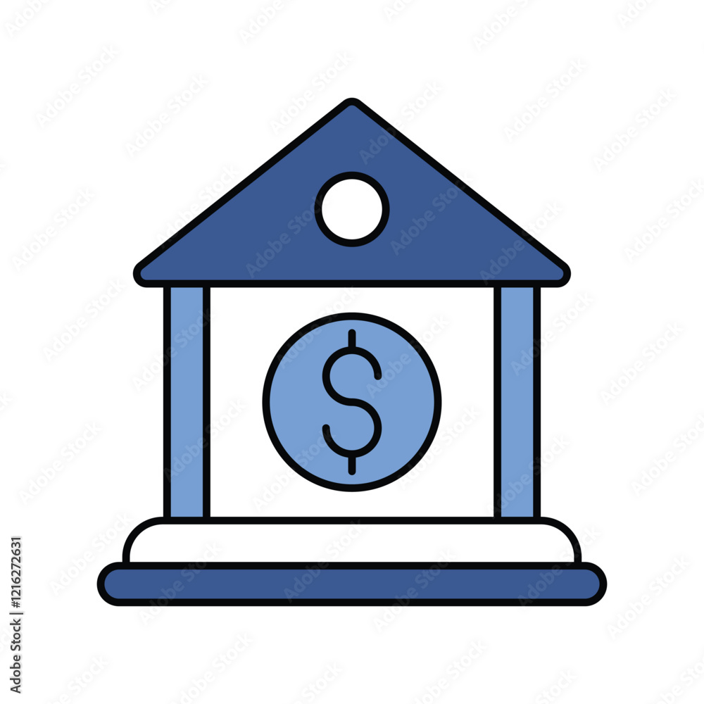 Bank blue icon with white background vector stock illustration Bank blue icon with white background vector stock illustration