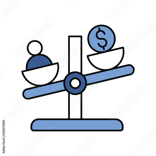 Balance  blue icon with white background vector stock illustration