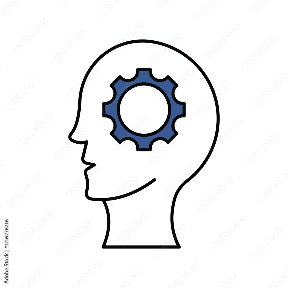 Head blue icon with white background vector stock illustration Head blue icon with white background vector stock illustration
