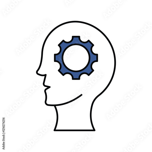 Head  blue icon with white background vector stock illustration